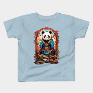 Panda Bear Sensei retro vintage design Kids T-Shirt